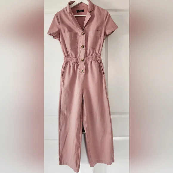 Vintage Bershka utility jumpsuit in dusty pink/mauve. - Picture 1 of 9